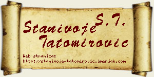 Stanivoje Tatomirović vizit kartica